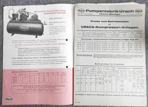 URACA Vollautomatische Kompressor Anlagen Werbung Pumpenfabrik Urach