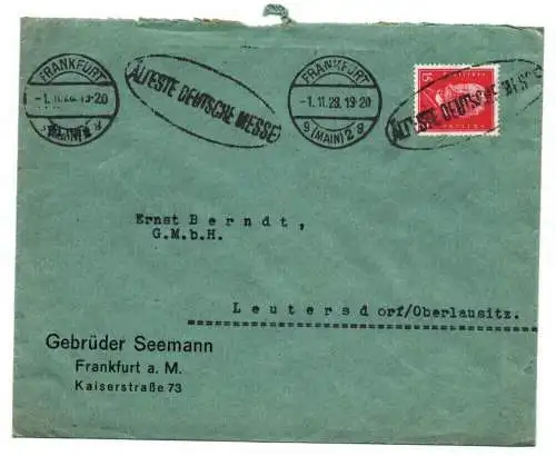 Brief Gebrüder Seemann Frankfurt Main DR 1928