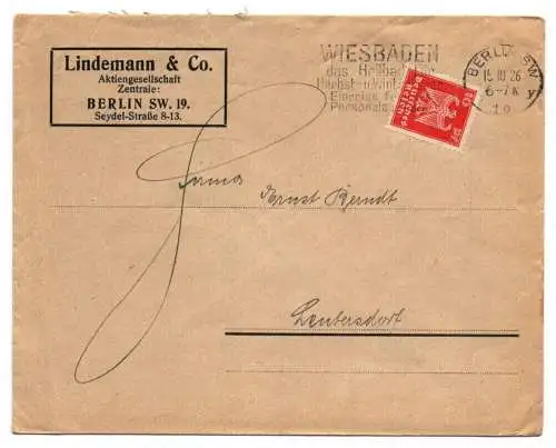 Brief Lindemann Aktiengesellschaft Berlin 1926