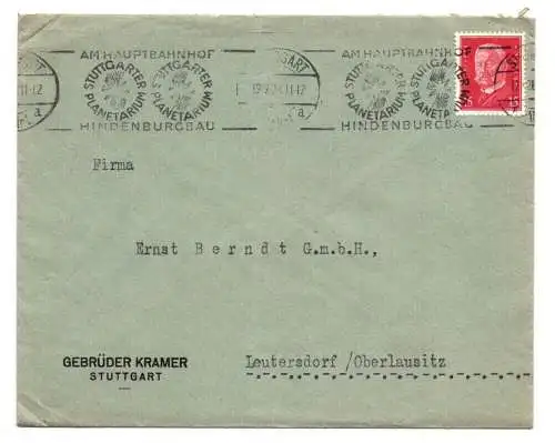 Brief Gebrüder Kramer Stuttgart am Hauptbahnhof Hindenburgbau 1928 