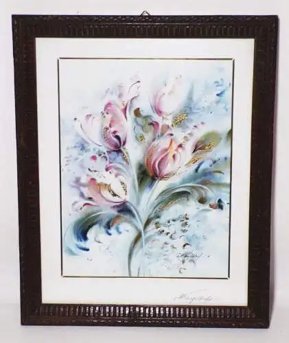 Klingelhöfer Druck Tulpen Blumen signiert 