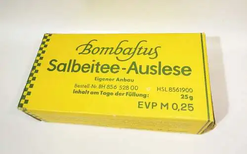 DDR Tee Packungen Bombastus Schlankheitstee Abführtee Laden Deko Reklame