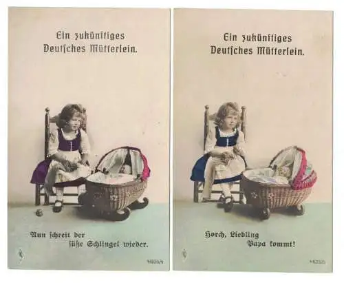 Ak Serie Ein zukünftiges Deutsches Mütterlein 1915 Mädchen Puppe