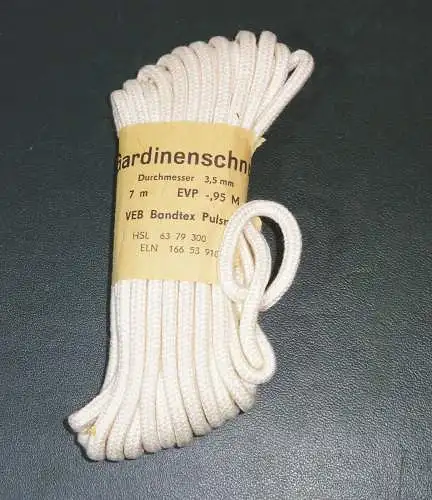 DDR Gardinenschnur 7 m Durchmesser 3,5 mm VEB Bandtex Pulsnitz OVP unbenutzt