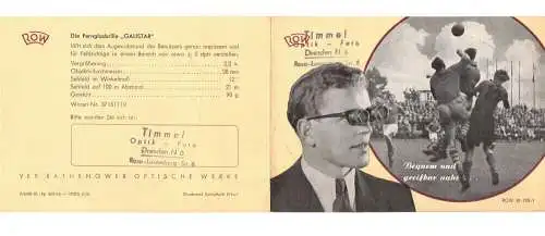 Faltblatt ROW Galistar VEB Rathenower Optische Werke 1954 