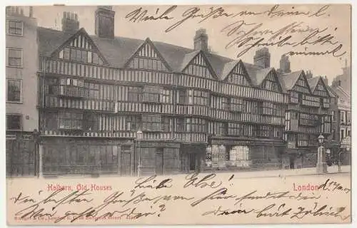 Litho Ak London Holborn Old Houses 1903 nach Deutschland !