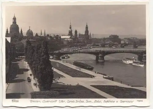 Ak Hahn 10952 Dresden Ludendorff Ufer Carola Brücke Dom Schloss Hofkirche