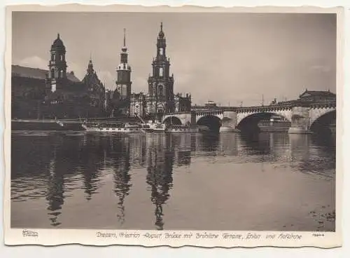 Ak Hahn 12644 Dresden Friedrich August Brücke mit Brühlsche Terasse 