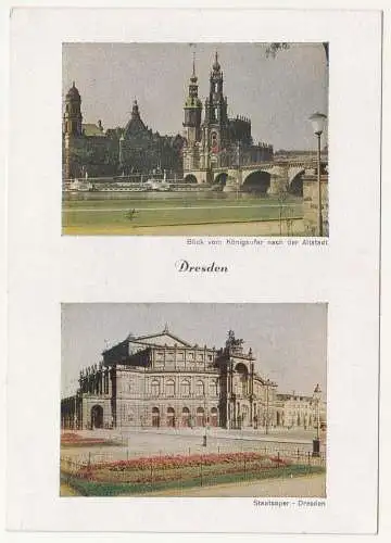 Ak Dresden Staatsoper Blick vom Königsufer Naturfarbenfotografie DFW 1950er