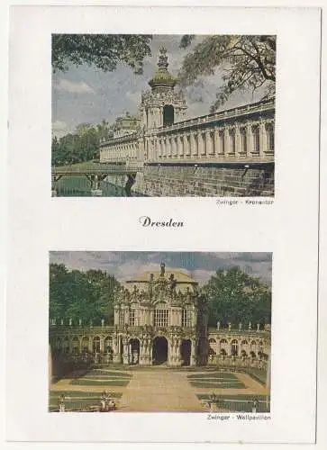 Ak Dresden Zwinger Kronentor Wallpavillon Naturfarbenfotografie DFW 1950er