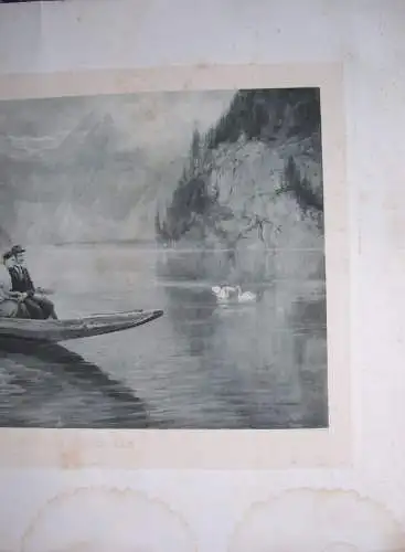 Kupferätzung Gause Auf dem Königssee Liebespaar im Boot 114 x 84 cm um 1900 !