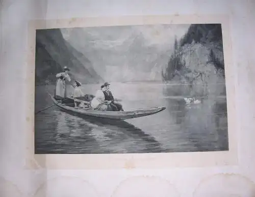 Kupferätzung Gause Auf dem Königssee Liebespaar im Boot 114 x 84 cm um 1900 !