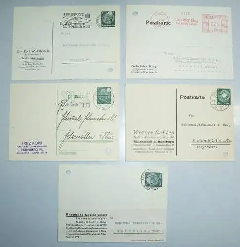 5 x Firmen Karte Dehnitz Wurzen W Elberfeld Glückstadt Michelstadt Nürnberg 