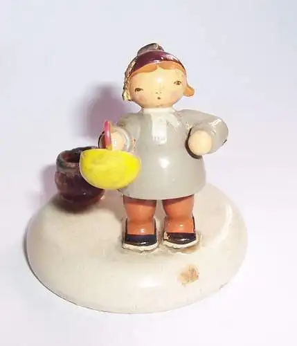 VEB KW Kind mit Korbe * Kerzenhalter * um 1950 Erzgebirge Weihnachten 