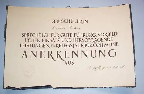 Anerkennung hervorragende Leistung 1940 Dresden Scherenschnitt Handzeichnung !