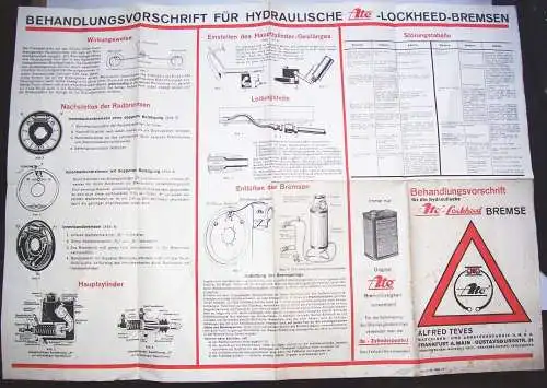 Prospekt Poster Behandlungsvorschrift Ate Lockheed Bremse Teves Frankfurt 1937