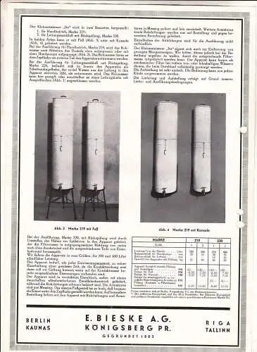 Reklame Blatt Bieske AG Königsberg Ostpreußen Badeöfen Kleinenteisener 1932