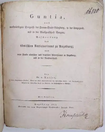 Guntia merkwürdige Ereignisse der Donaustadt Günzburg in der Umgebung 1823
