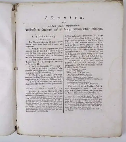 Guntia merkwürdige Ereignisse der Donaustadt Günzburg in der Umgebung 1823