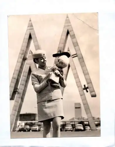 Reklame Foto Leipziger Messe 1950 Messemännlein Dame Leipzig DDR