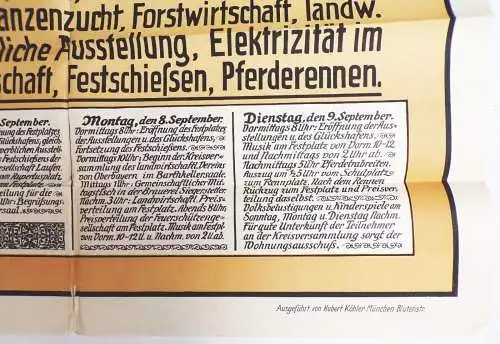 Altes Plakat Laufen an der Salzach Tierschau Volksfest 1913