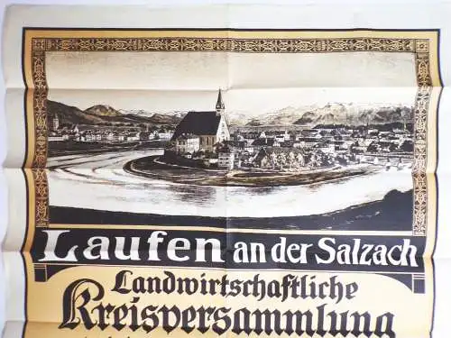 Altes Plakat Laufen an der Salzach Tierschau Volksfest 1913