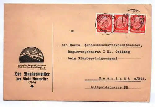 Brief Bürgermeister der Stadt Annweiler 1936