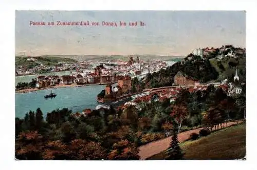 Ak Passau am Zusammenfluß von Donau, Inn und Ilz 1921