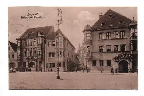 Ak Bayreuth Rathaus mit Stadtkirche 1907