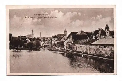 Ak Donauwörth Blick von der alten Wörnitz Brücke 1924