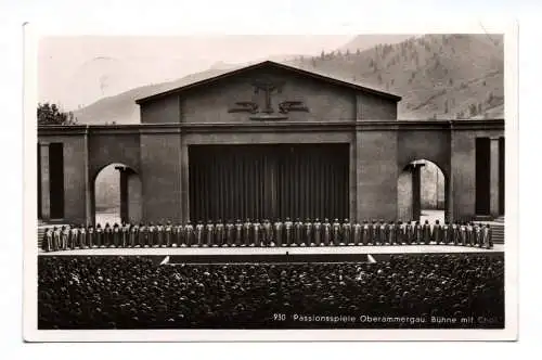 Foto Ak Passionsspiele Oberammergau Bühne mit Chor 1934