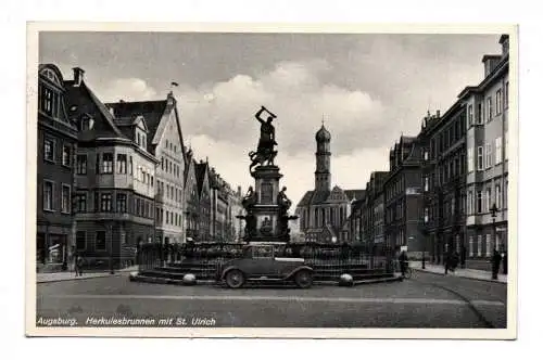 Ak Augsburg Herkulesbrunnen mit St. Ulrich 1936