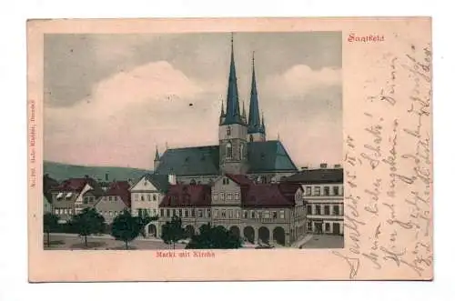 Ak Saalfeld Markt mit Kirche 1900