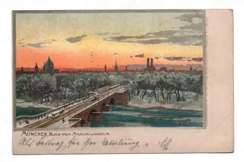 Ak München Blick vom Maximilianeum 1900 Brücke