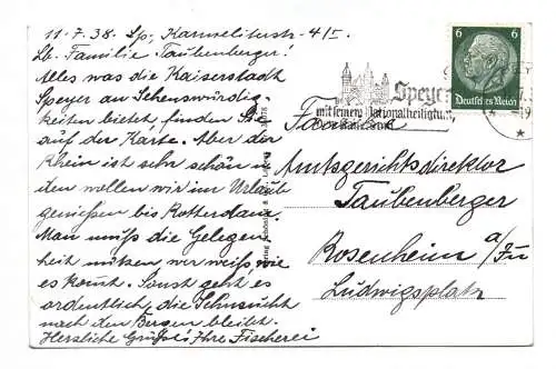 Ak Gruss aus Speyer Domportal Gedächtniskirche 1938