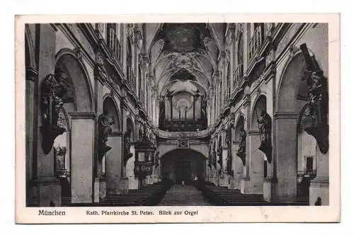 Ak München Kath. Pfarrkirche St. Peter Blick zur Orgel 1938