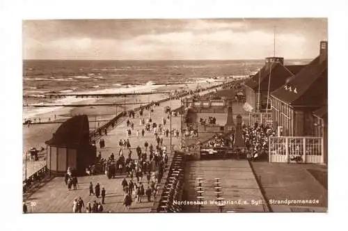 Foto Ak Nordseebad Westerland auf Sylt Strandpromenade 1930