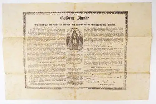 Dokument Einsiedeln 1880 Goldene Stunde Einstündige Andacht zu Ehren Maria