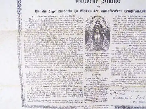 Dokument Einsiedeln 1880 Goldene Stunde Einstündige Andacht zu Ehren Maria