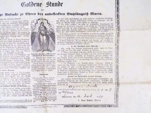 Dokument Einsiedeln 1880 Goldene Stunde Einstündige Andacht zu Ehren Maria