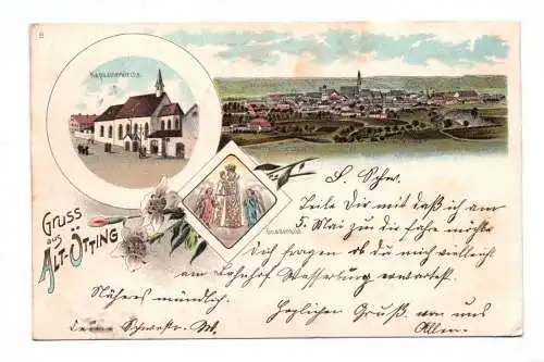 Litho Ak Gruss aus Alt Ötting Gnadenbild Kapuzinerkirche 1903