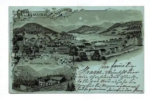 Litho Ak Gruss aus Gmund am Tegernsee 1899