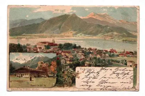 Litho Ak Tegernsee Bauer in der Au 1898