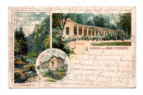 Litho Ak Gruss aus Bad Steben Colonnade 1899