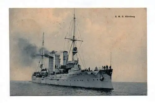 Ak S.M.S. Nürnberg Dampfer Kreuzer Kaiserliche Marine 1909