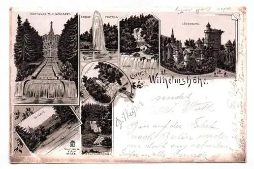 Litho Ak Gruss Wilhelmshöhe 1899 Herkules M.D. Cascaden Löwenburg