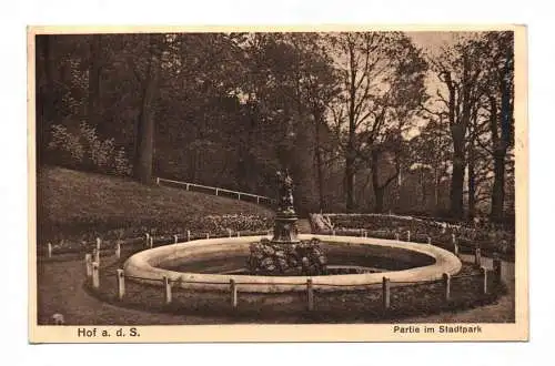 Ak Hof an der Saale Partie am Stadtpark 1931