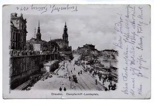 Ak Dresden Dampfschiff Landeplatz 1915 Feldpostkarte