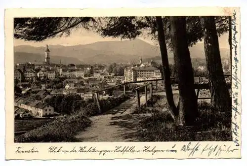 Ak Traunstein Blick von der Weinleiten gegen Hochfelln und Hochgern 1937