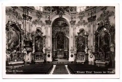 Ak Kloster Ettal Inneres der Kirche 1936